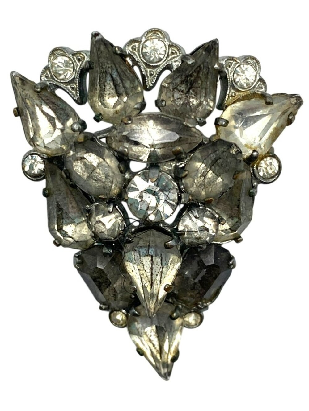Czech Czechoslovakian Rhinestone Brooch Pin Vintage 40's 50's MARKED! - Picture 5 of 9